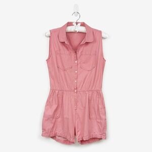PACT Chambray Romper Size S Pink Organic Cotton
